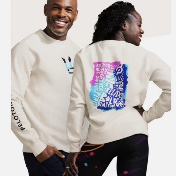 Peloton Sweatshirt 2X Unisex Crewneck Pullover Cream Heavyweight Athleisure - Picture 1 of 9